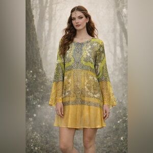 Vintage Y2K Whimsigoth Fairycore Flowy Chiffon Tunic Top Ethereal Indie Size L